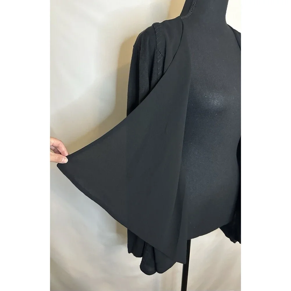 Soft Surroundings Black Open Front‎ Cardigan Cotton Blend Women's MEDIUM